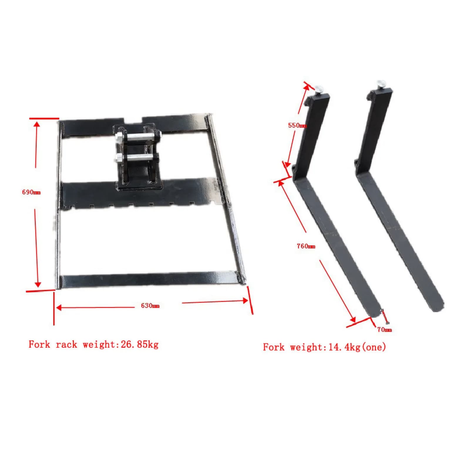 Pallet Fork: Attachment for TYPHON Mini Excavators USA View 2
