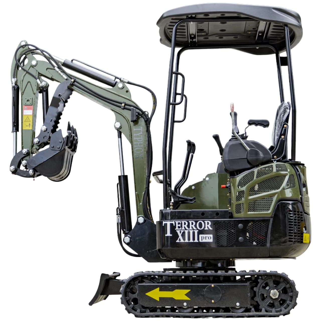 TYPHON TERROR XIII PRO Mini Excavator – 1.3 Ton Trench Digger with Canopy, Hydraulic Thumb Clip, 22.1hp Honda Engine USA View 3