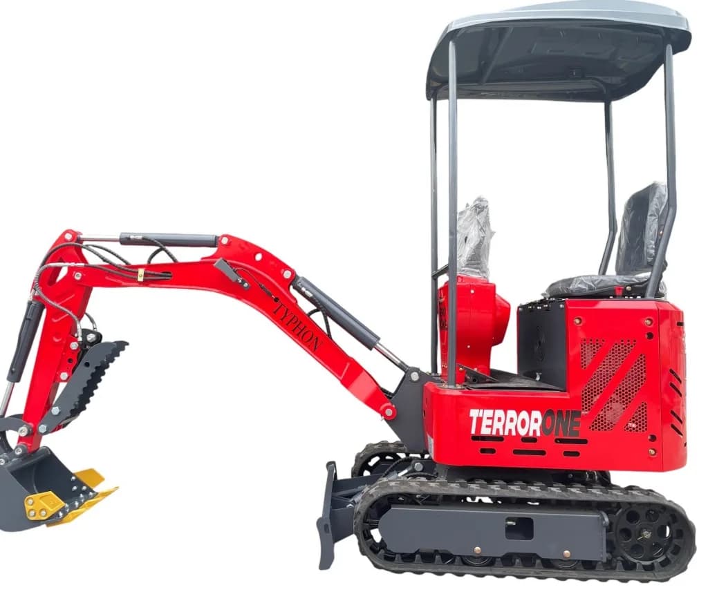 TYPHON TERROR ONE STORM 1 Ton Mini Excavator Trench Digger with Hydraulic Oil Cooler Canopy & Wide Bucket Ideal for Garden, Farm, Park & Road Work Digging, Drilling, Bull-Dozing View 4