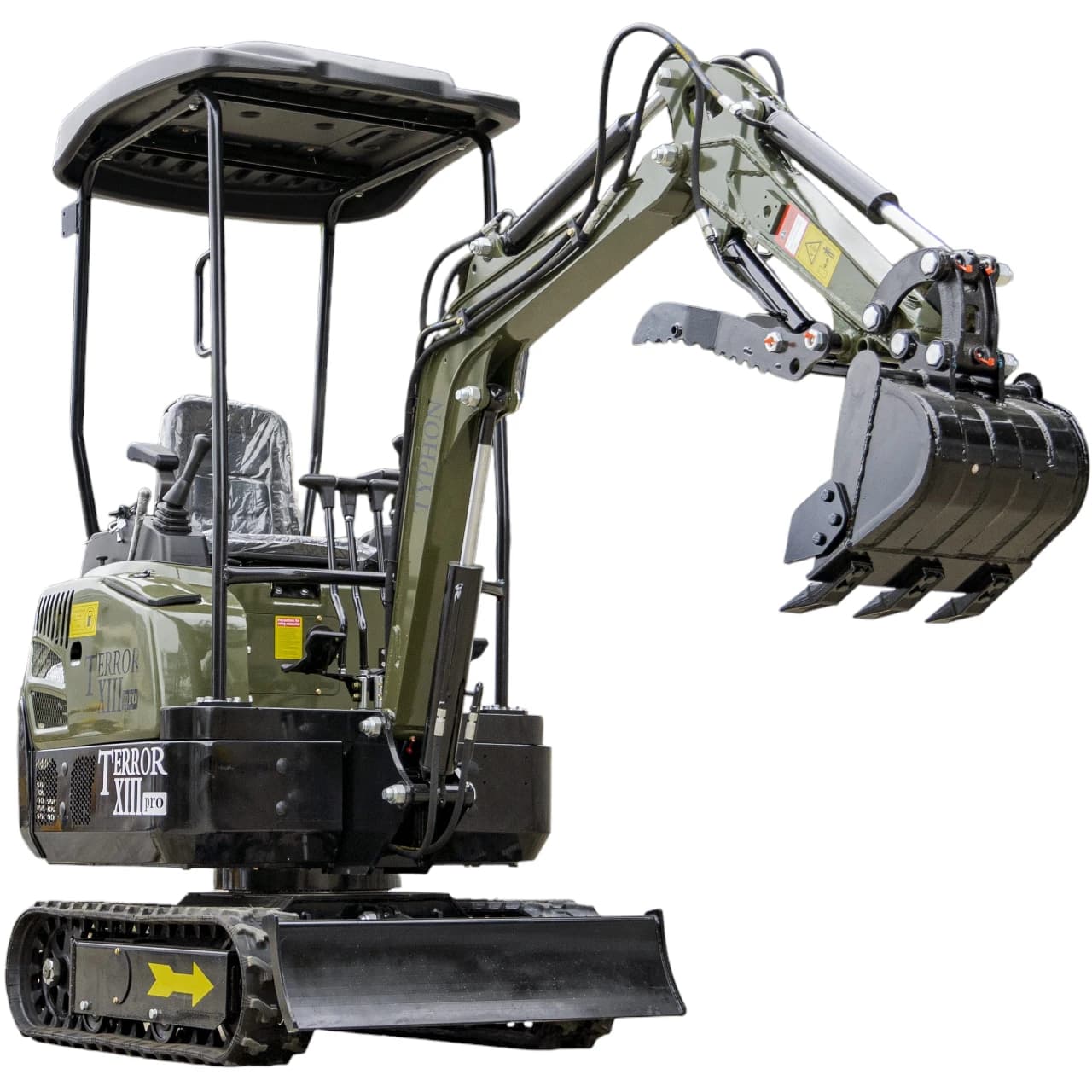 TYPHON TERROR XIII PRO Mini Excavator – 1.3 Ton Trench Digger with Canopy, Hydraulic Thumb Clip, 22.1hp Honda Engine USA View 4