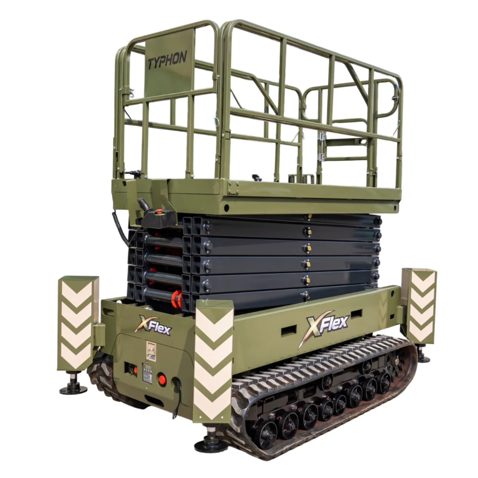 TYPHON xFlex-4068ET Electric Rubber Track Scissor Lift 3.2 Ton with 5.4HP Hydraulic Pump Motor Drive and Hydraulic Lifting Cylinder, 40 ft Max Lifting Height View 4