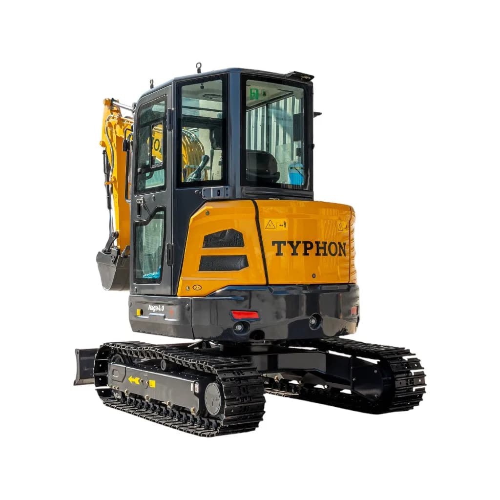 TYPHON NAGA 4.0 Mini Excavator with 4 Ton 24.4hp Yanmar Diesel Engine Metal Track ISO SAE control switch, AC Heater Cabin, 2 Travel Speed View 5