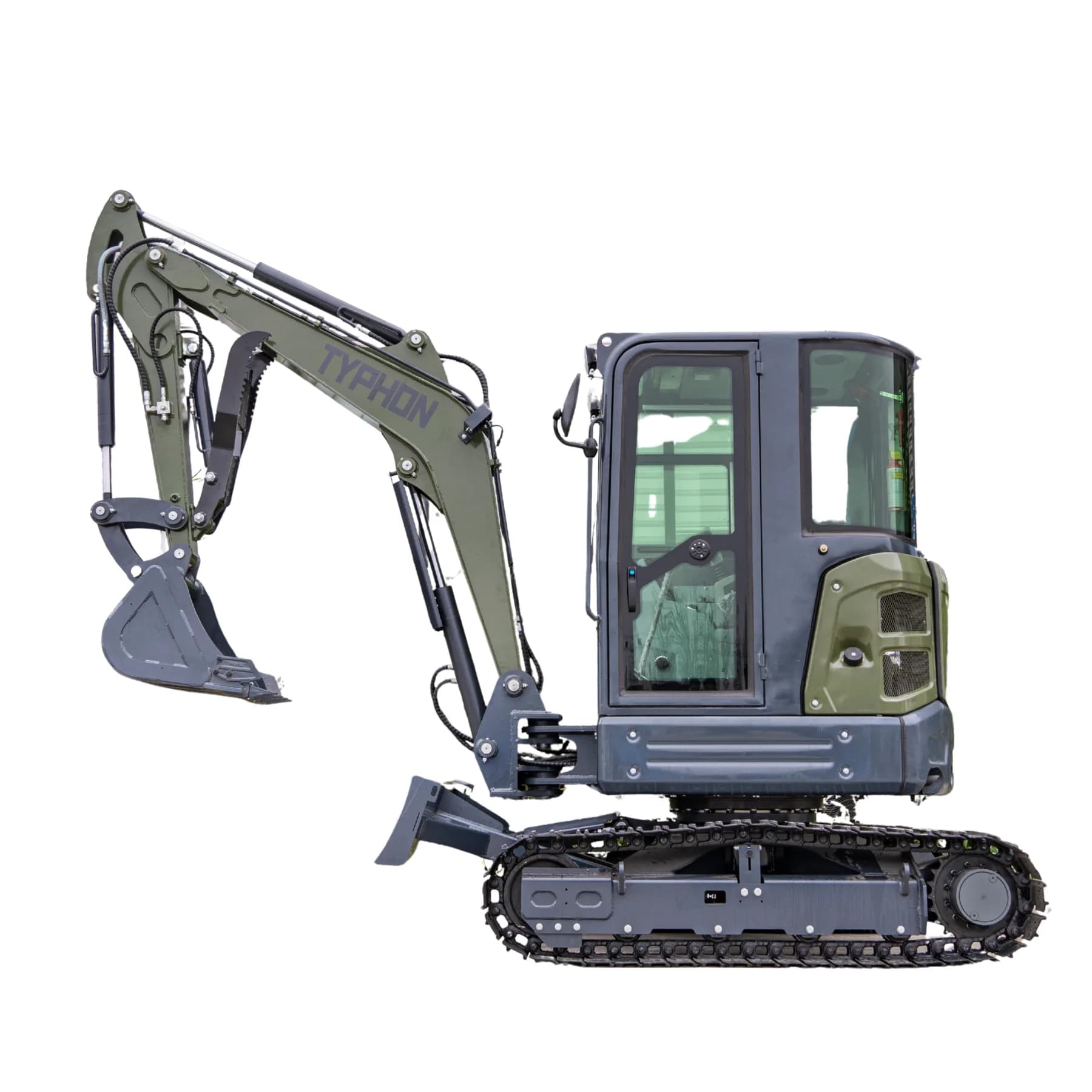 TYPHON KUVUO 4.0 four ton cabin mini excavator w Kubota D1703 Diesel engine Metal Tracks, Boom Swing, AC Heater, Hydraulic Control View 5