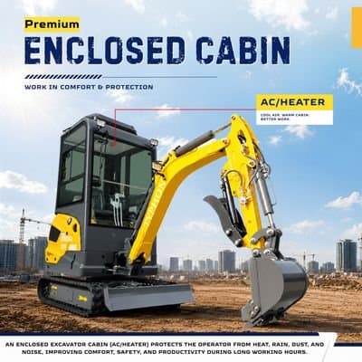 TYPHON TERROR XVII PRO Prestige Edition Mini Excavator 4000LB Kubota D902 Diesel, Enclosed Cab with AC/Heat, Hydraulic Thumb View 11