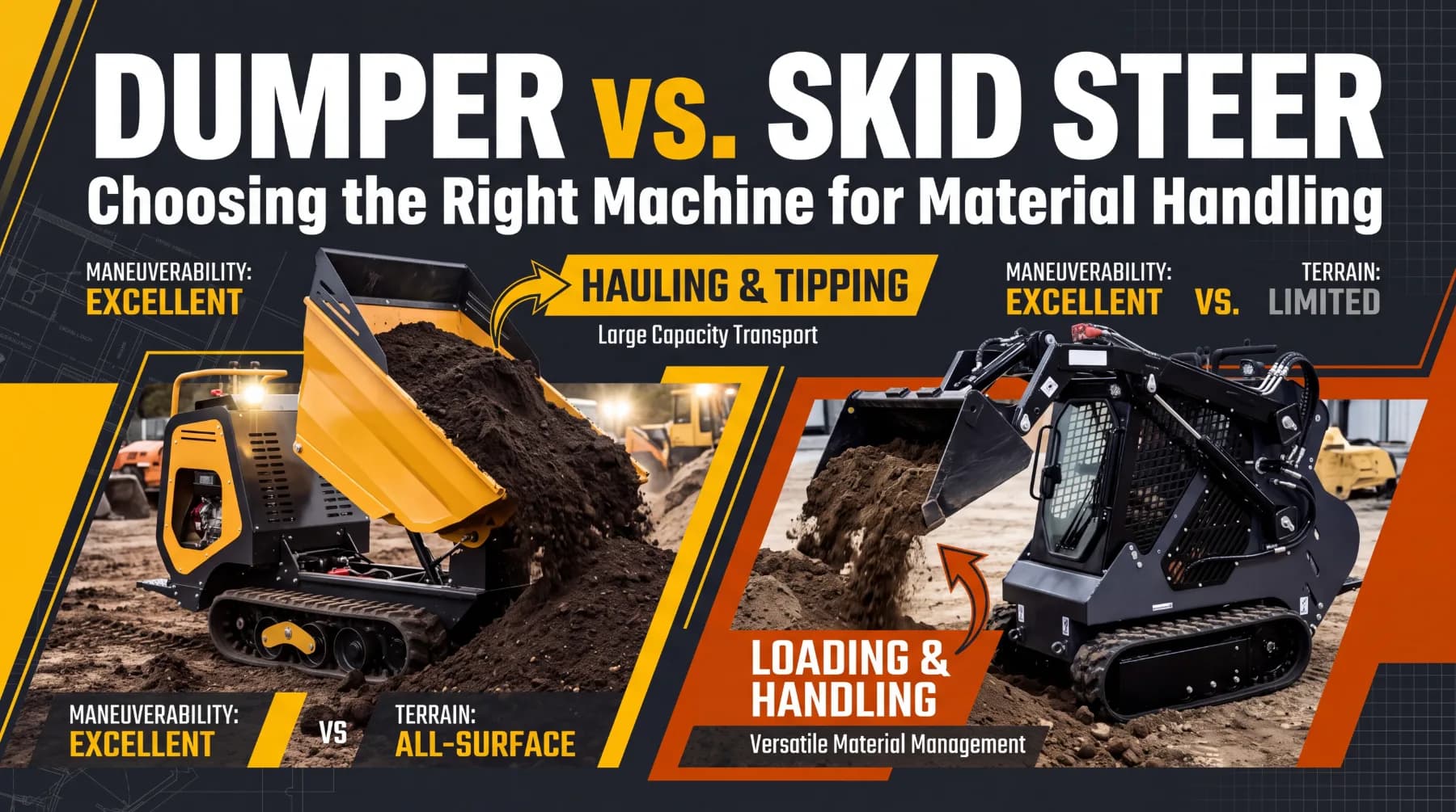 Dumper vs. Skid Steer: Choosing the Right Machine for Material Handling